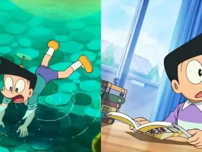 Hình ảnh Suneo tinh nghịch nổi bật trong nhóm bạn Doraemon