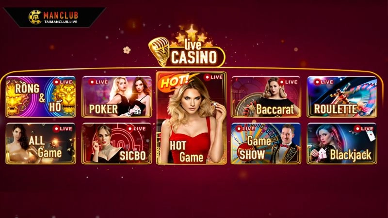 Danh sách các tựa game live casino Manclub hot nhất