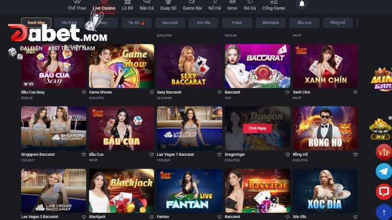 Nhiều trò chơi hấp dẫn tại nhà cái cá cược Dabet