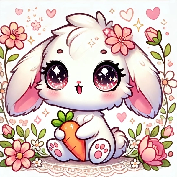 Ngọt ngào tan chảy với dễ thương cute thỏ chibi tinh nghịch