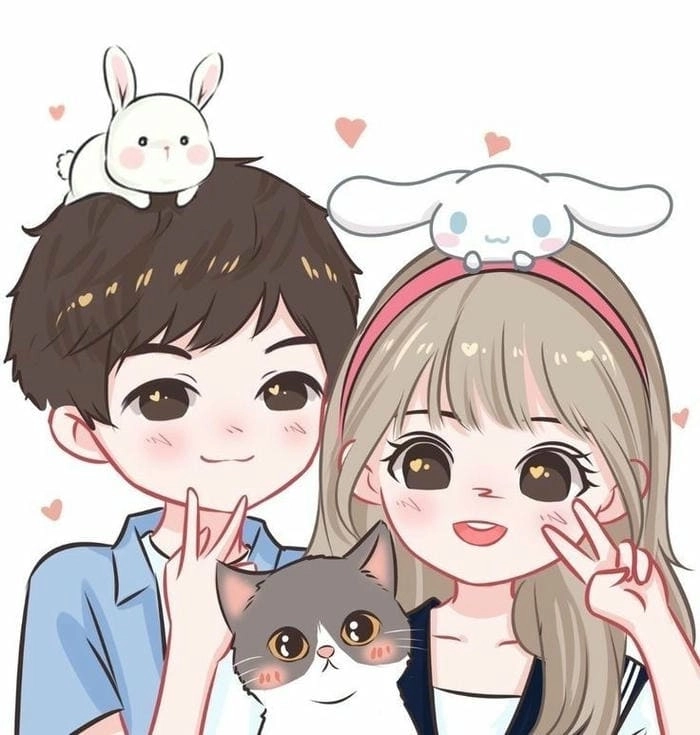 Chibi cute ảnh avatar đôi nổi bật phong cách ngọt ngào