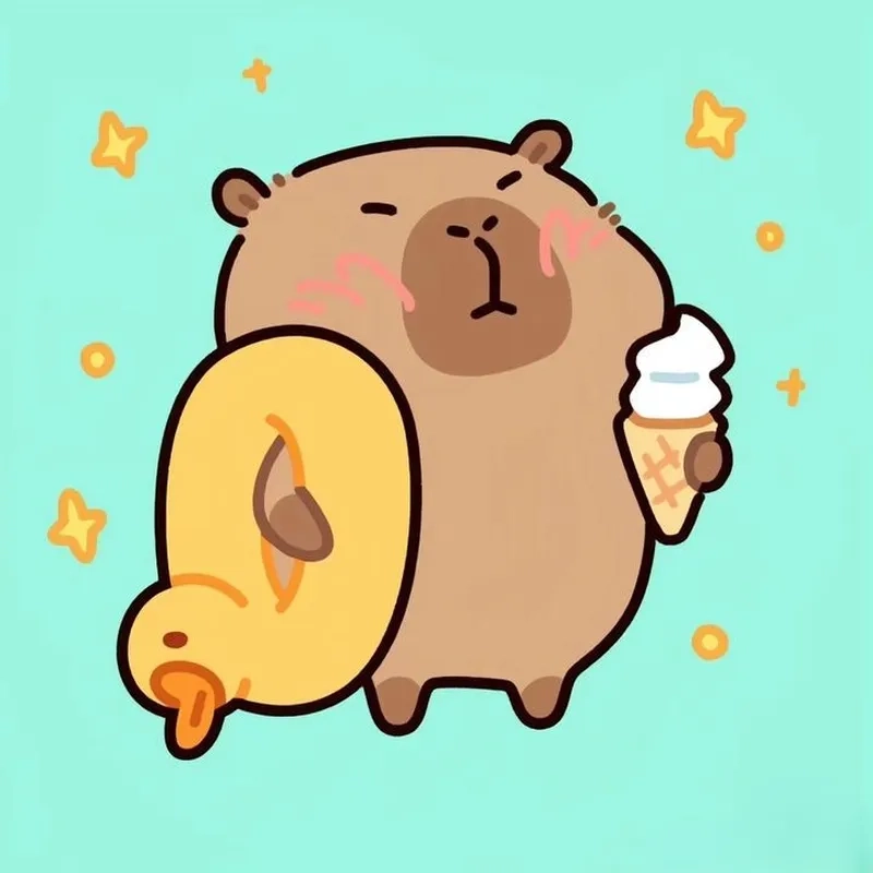 Capybara chibi dễ thương tạo điểm nhấn cho màn hình