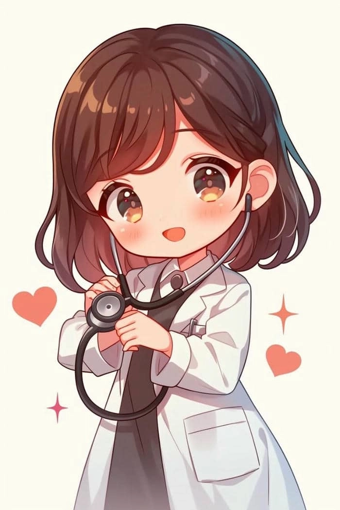 Thêm màu sắc nữ tính với hình ảnh bác sĩ nữ chibi siêu đáng yêu