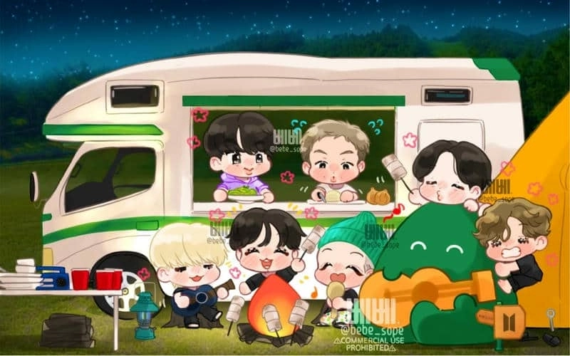 Bts chibi hd chất lượng cao làm hình nền siêu đẹp
