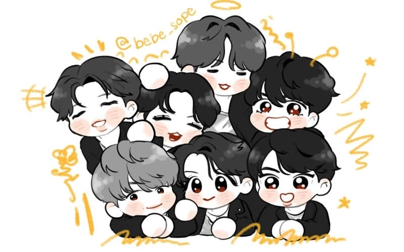Bts chibi art sáng tạo đầy màu sắc cuốn hút mọi ánh nhìn