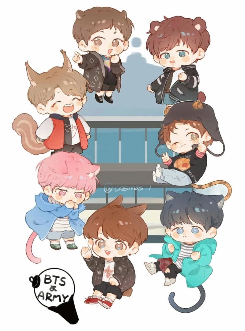 Bts anime chibi cute lung linh mang phong cách dễ thương đậm chất Hàn