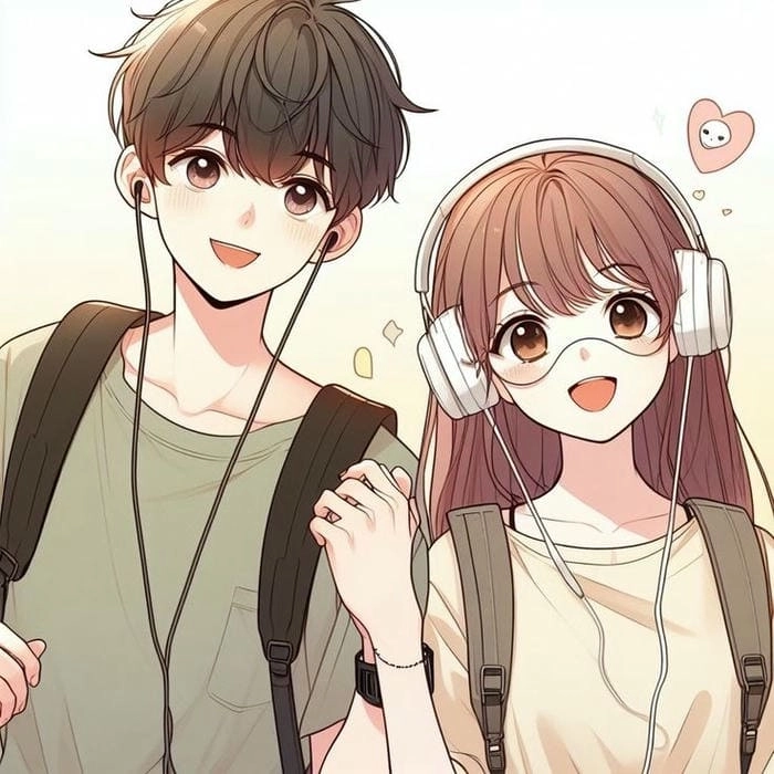 Hình đôi chibi tạo điểm nhấn dễ thương cho trang cá nhân