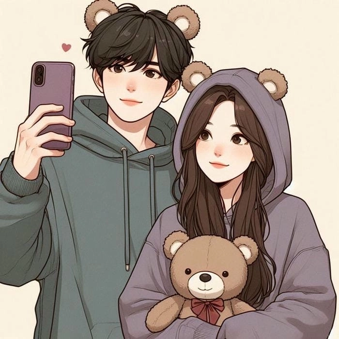 Hình ảnh chibi cặp đôi thể hiện tình cảm nhẹ nhàng và tinh tế
