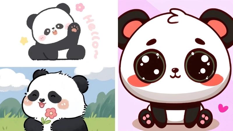 Tuyển chọn cute kawaii chibi panda xinh xắn ngọt ngào