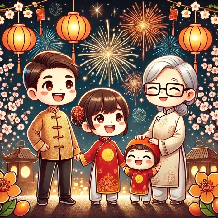 Sắc màu cổ tích ngập tràn trong anime chibi tết