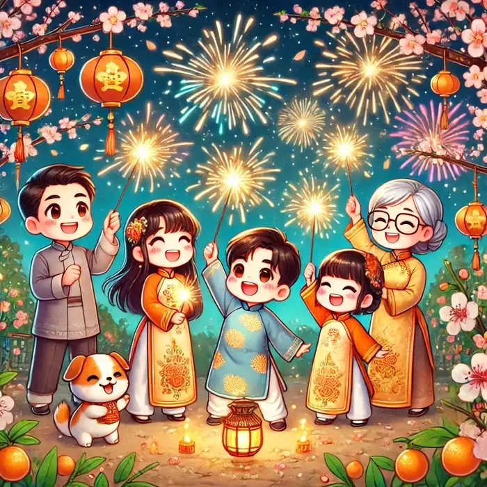 Chào xuân đầy màu sắc cùng anime chibi ngày tết