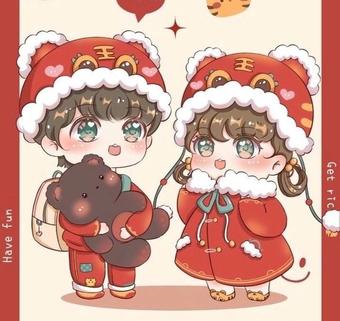 Tùy chỉnh dễ thương với loạt ảnh chibi tết ghép mặt