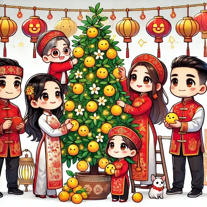Tạo dấu ấn Tết riêng với bộ chibi ghép mặt tết