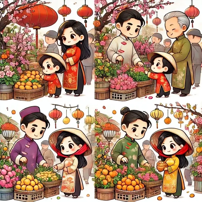 Tạo ảnh độc đáo cùng bộ chibi tết chưa ghép mặt
