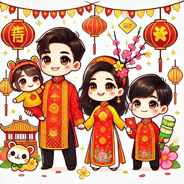 Nghệ thuật hội họa Tết qua từng hình tết chibi rực rỡ