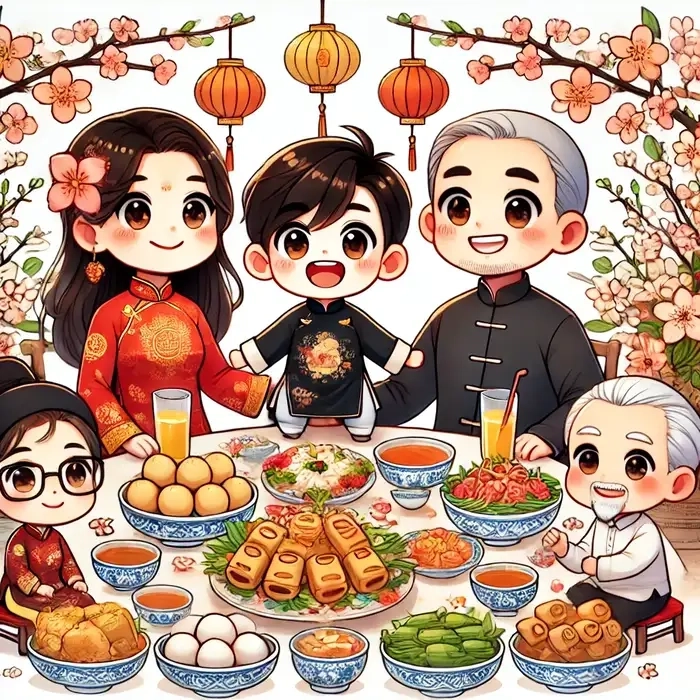 Hóa thân sinh động cùng bộ ảnh chibi tết ghép mặt