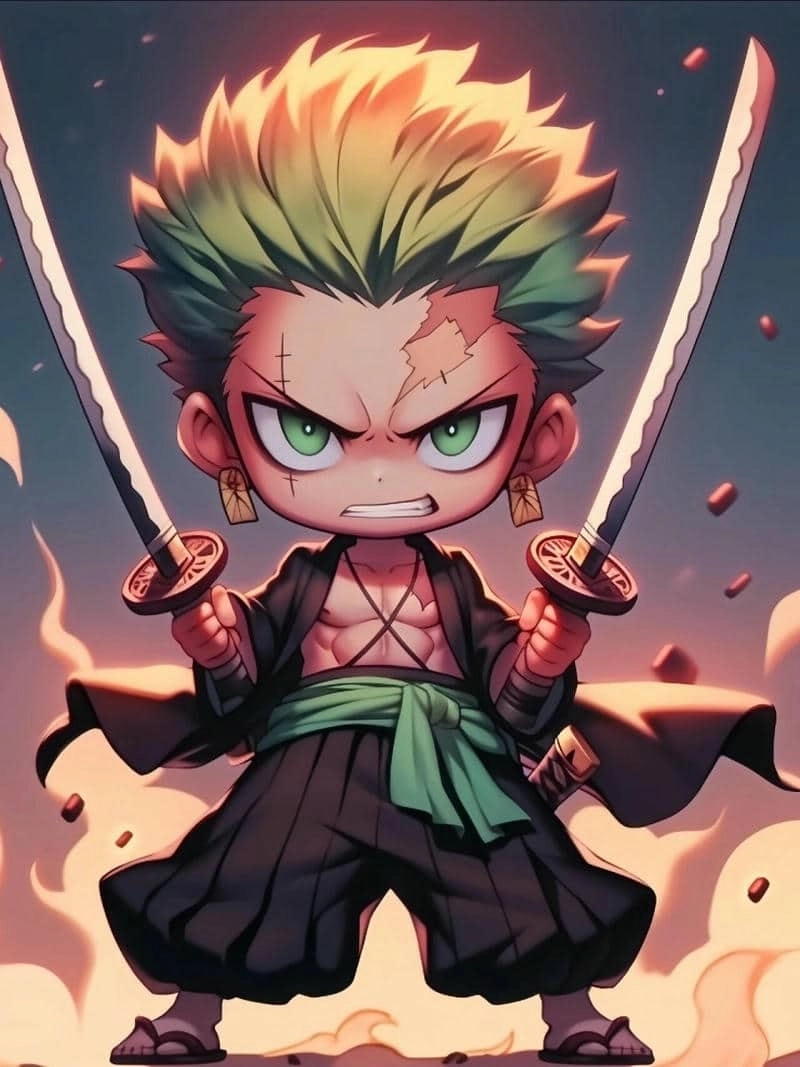 Tải hình nền zoro chibi đẹp độc lạ chuẩn phong cách fan cứng