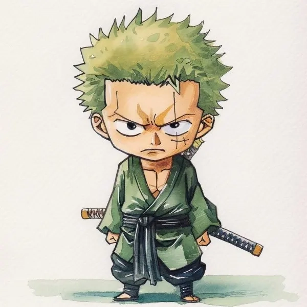 Phong cách zoro wano chibi đậm chất Nhật Bản cổ trang