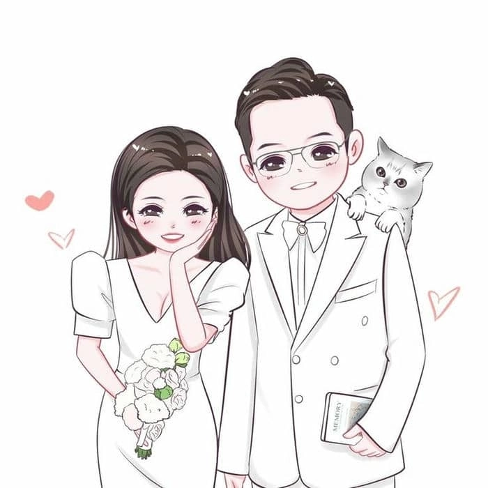 Cô dâu chú rể chibi png nền trong suốt tiện dụng cho mọi thiết kế
