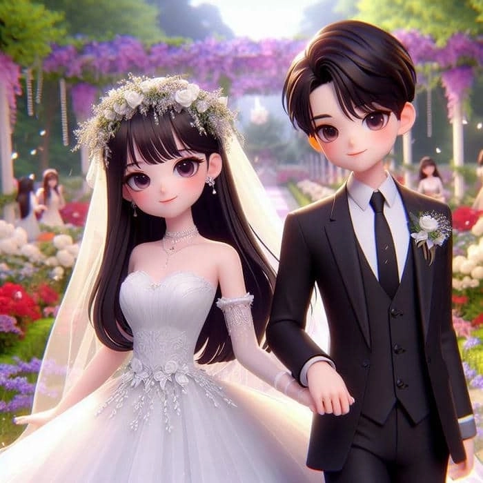 Gợi ý cách vẽ cô dâu chú rể chibi đơn giản mà cực xinh