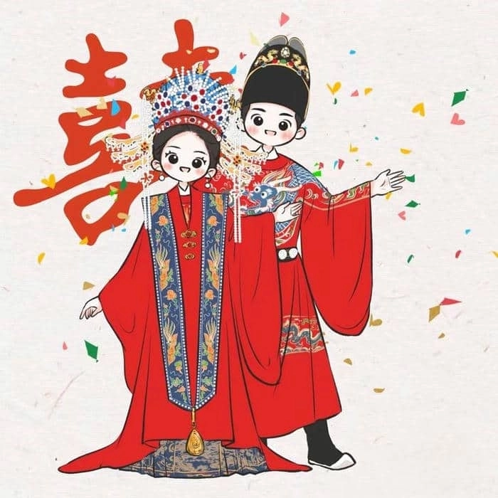 Bộ cô dâu chú rể đồ chơi mô phỏng theo chibi cực kỳ đáng yêu