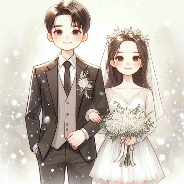 Ngắm hình cô dâu chú rể anime mang nét chibi ngọt ngào