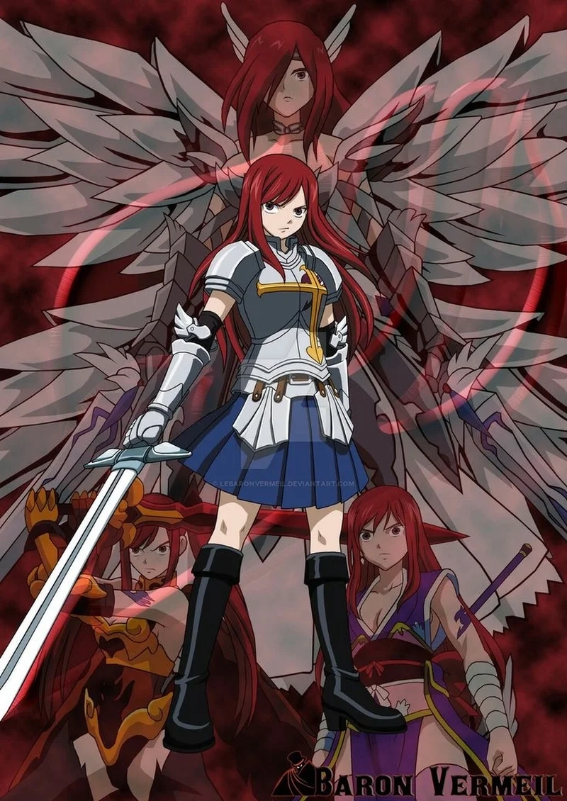 Anime Fairy Tail Erza Scarlet đẹp sắc sảo nổi bật giữa dàn nhân vật