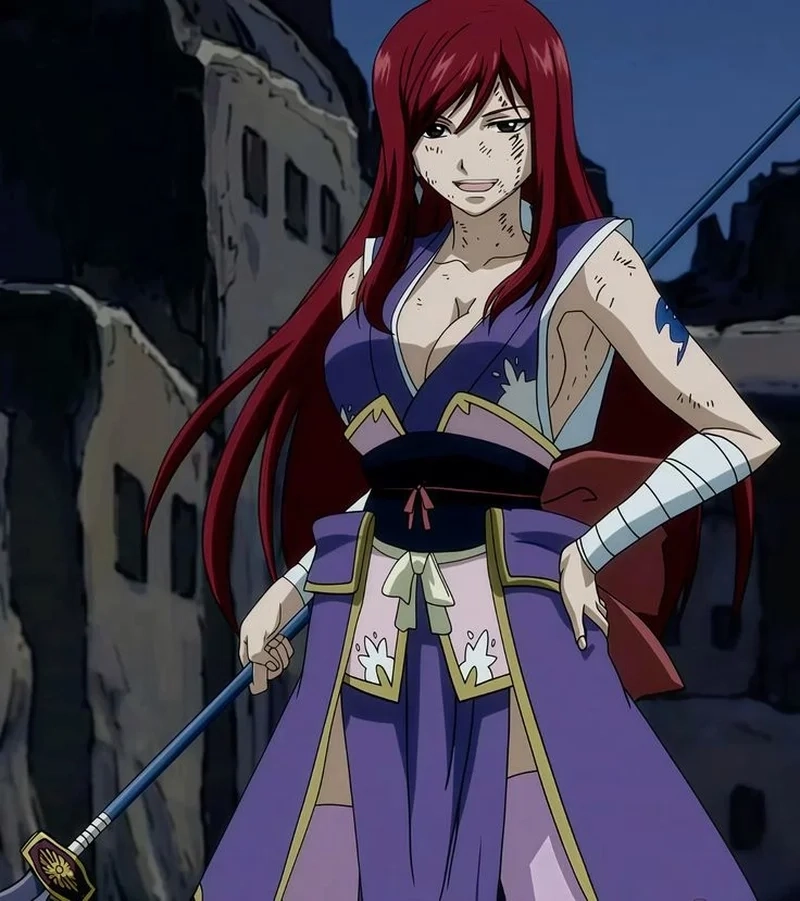 Anime Erza Scarlet nổi bật với phong cách chiến binh quyến rũ