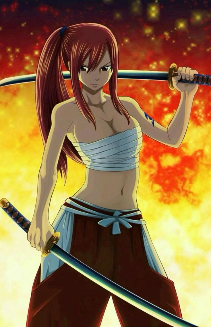 Erza Scarlet Fairy Tail với ánh mắt mạnh mẽ cuốn hút mọi ánh nhìn