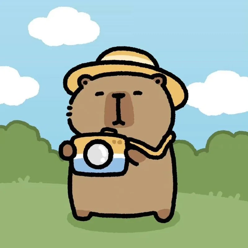 Capybara chibi vô tri với nét biểu cảm hài hước thú vị