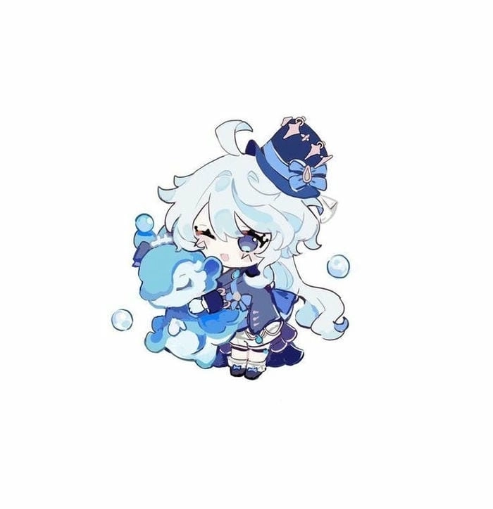 Bộ Furina chibi emote siêu dễ thương cho hội cuồng game