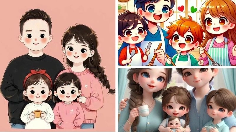 Ý nghĩa về gia đình chibi đầy cảm xúc