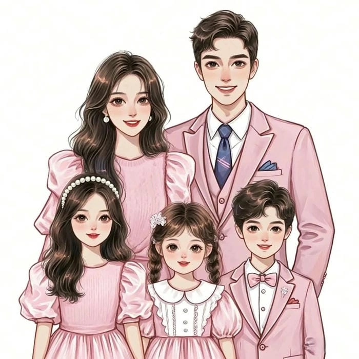 Chibi gia đình cute dễ dàng cài làm hình nền Facebook cá nhân
