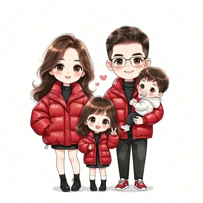 Chibi ghép mặt gia đình sáng tạo và cực kỳ độc đáo