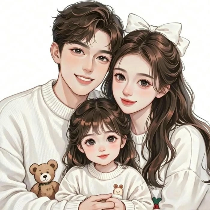 Vẽ tranh gia đình chibi tặng người thân làm kỷ niệm đáng yêu