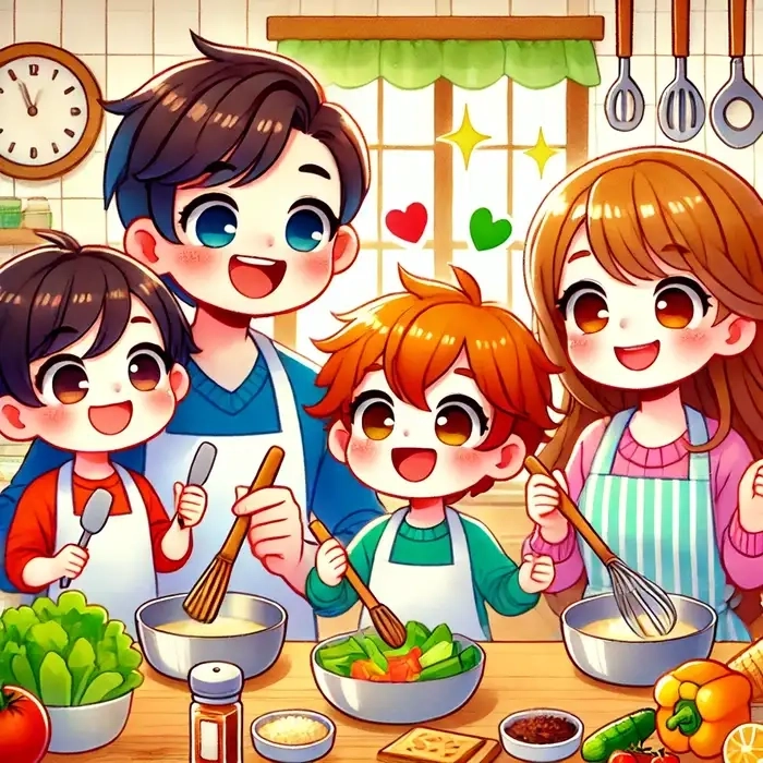 Anime chibi gia đình cute phong cách Nhật Bản đáng yêu khó cưỡng