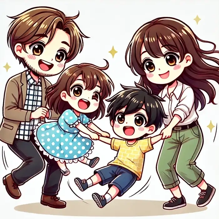 Ảnh gia đình chibi cute lung linh làm hình nền điện thoại