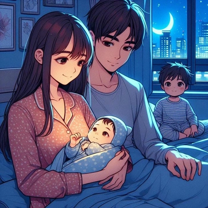 Chibi gia đình dễ thương chuẩn mẫu ảnh đại diện nhà mình