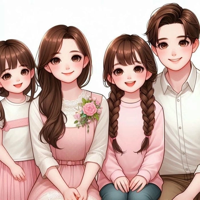 Gia đình chibi cute hình ảnh dễ thương ghi lại mọi khoảnh khắc