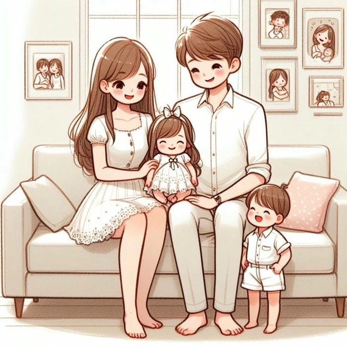Gia đình nhỏ chibi dành cho nhà ba người hạnh phúc viên mãn
