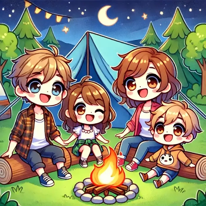 Ảnh gia đình hình chibi mang phong cách hiện đại và đầy chất riêng