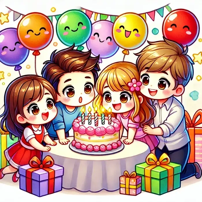 Tranh vẽ gia đình chibi thiết kế tinh tế làm quà ý nghĩa