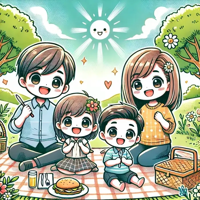 Hình nền gia đình chibi giúp điện thoại thêm phần đáng yêu