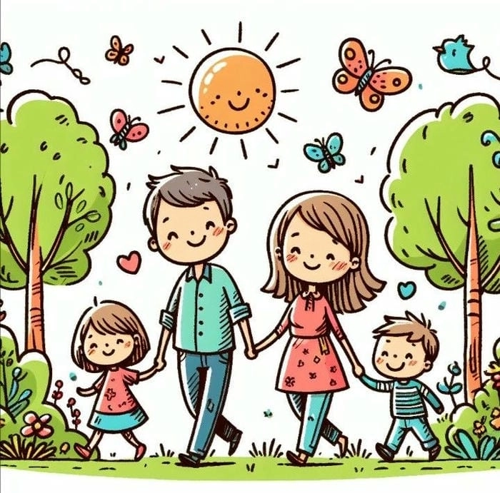 Hình ảnh chibi về gia đình đầy cảm xúc lưu giữ từng khoảnh khắc