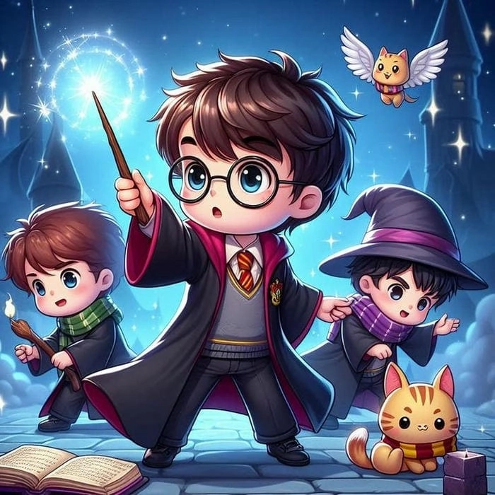 Harry potter chibi christmas lung linh sắc màu lễ hội phép thuật