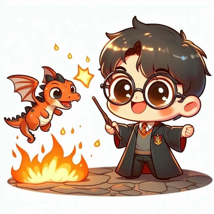 Harry potter chibi clipart dễ thương cho thiết kế poster, sticker