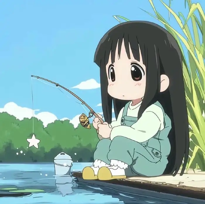 Avatar chibi nữ cute màu xanh dương nhẹ nhàng quyến rũ