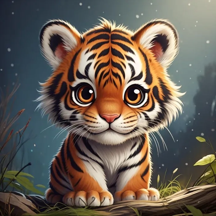 Hình con hổ chibi cute hút mắt với nét vẽ mềm mại