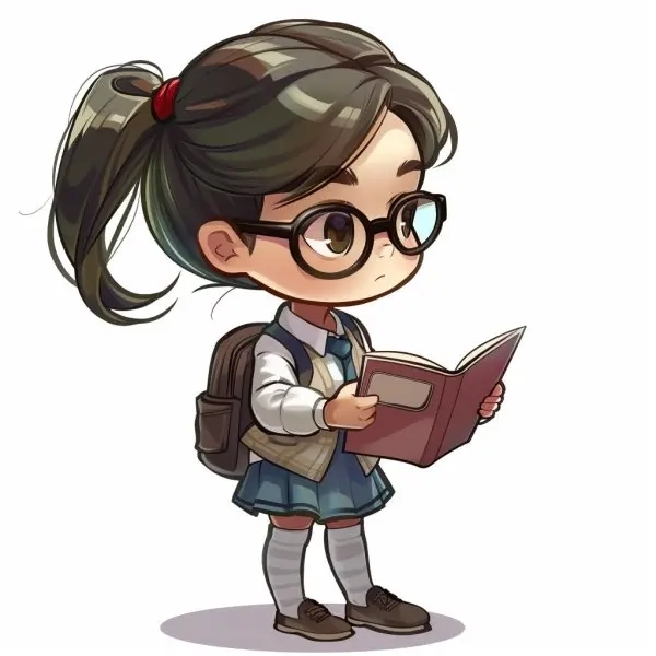 Thả hồn theo nét đẹp cô gái đọc sách chibi dịu dàng
