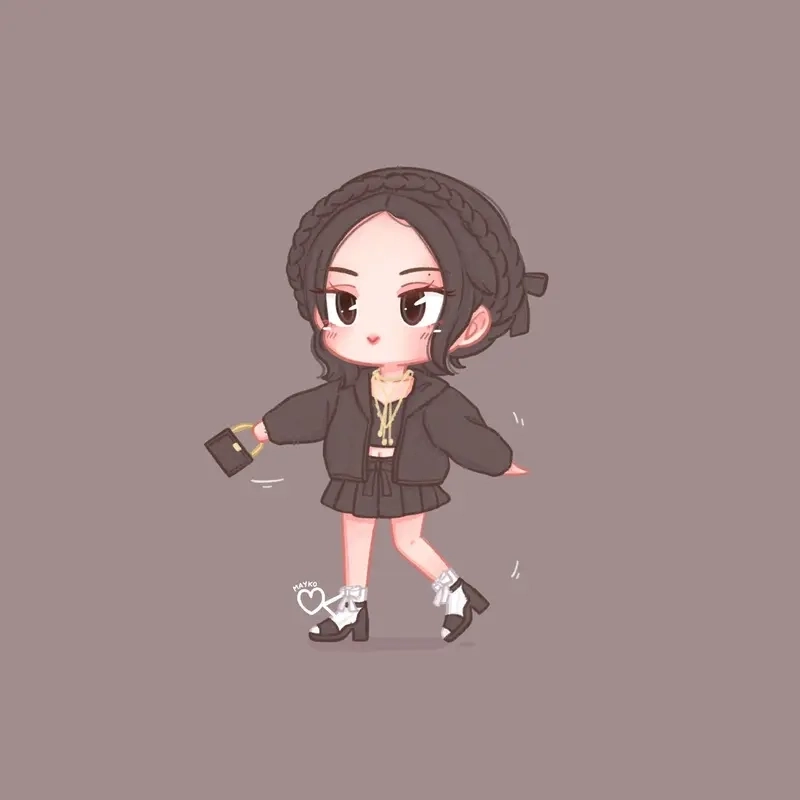 Hình Jennie chibi cute ngất ngây cho hội mê idol Hàn